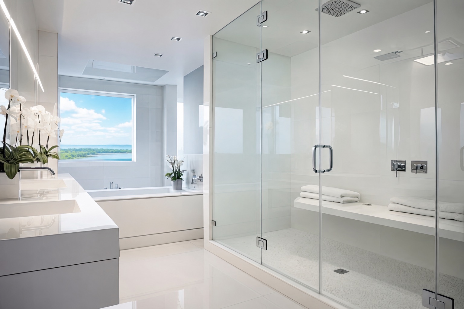 Custom glass shower enclosure by Mr. Shower Door